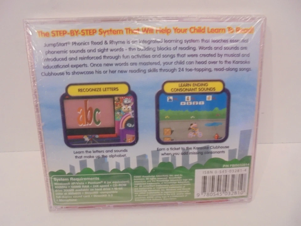 JumpStart Phonics Read and Rhyme Pc Factory New Nice Vista XP w/ Microphone - Image 2 of 2