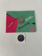 2012 LONDON OLYMPICS SPORTS SEALED IN CARD UNC 2011 SHOOTING 50p COIN.