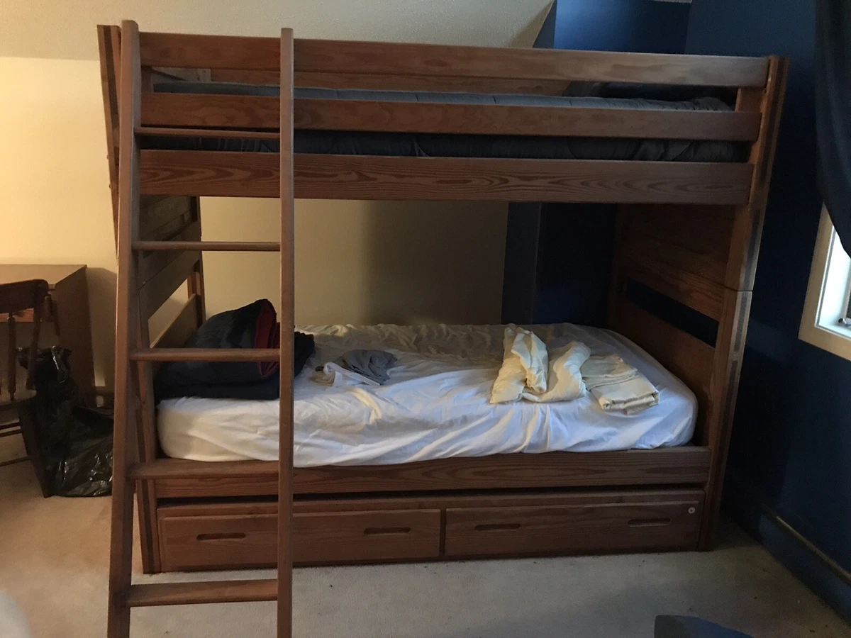 Stained Wood TWIN Bunk Beds Never Used Only Put Together eBay