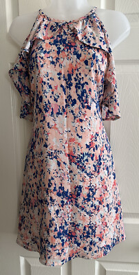 Decree Cold Shoulder Floral Pink Dress, Sz:M