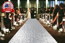 Camino De Pasillo Alfombra 2x15 Pies Tela Plata Para Fiesta Ceremonia Boda NUEVO