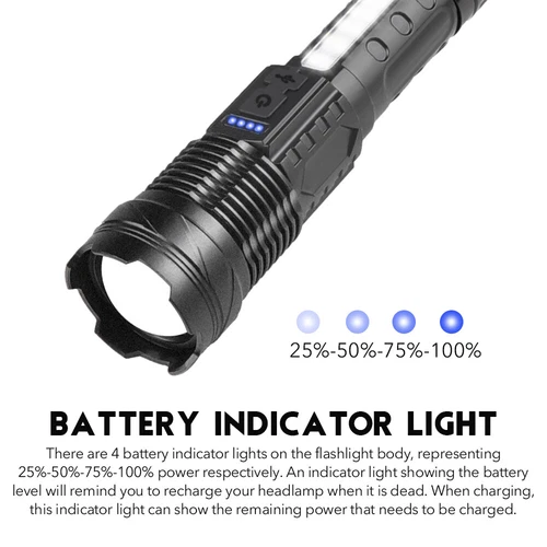 Linterna táctica LED súper brillante de 1000000 lúmenes recargable con zoom 7 modos - Imagen 11 de 40