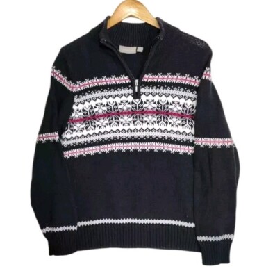 Craft And Borrow Women's Size Large Quarter Zip Sweater Nordic Design 