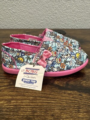 Lil Bobs Skechers Solestice Shoes Toddler Size 9 Cat Kittie Slip On Pink Bow NEW