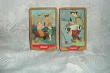 2 NEW  COCA-COLA SODA COKE MAGNETS 3 1/2" X 2" SAILOR & GIRL  BOY WITH DOG 1995