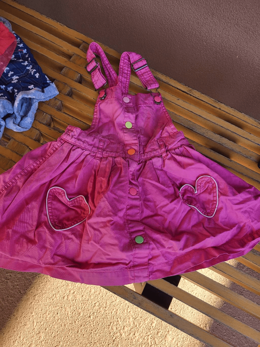 pink denim dress h&m 5-6y with hearts Size M (also in wcxz Bust Size:36 Karen Millen Denim Soft Shirt dress