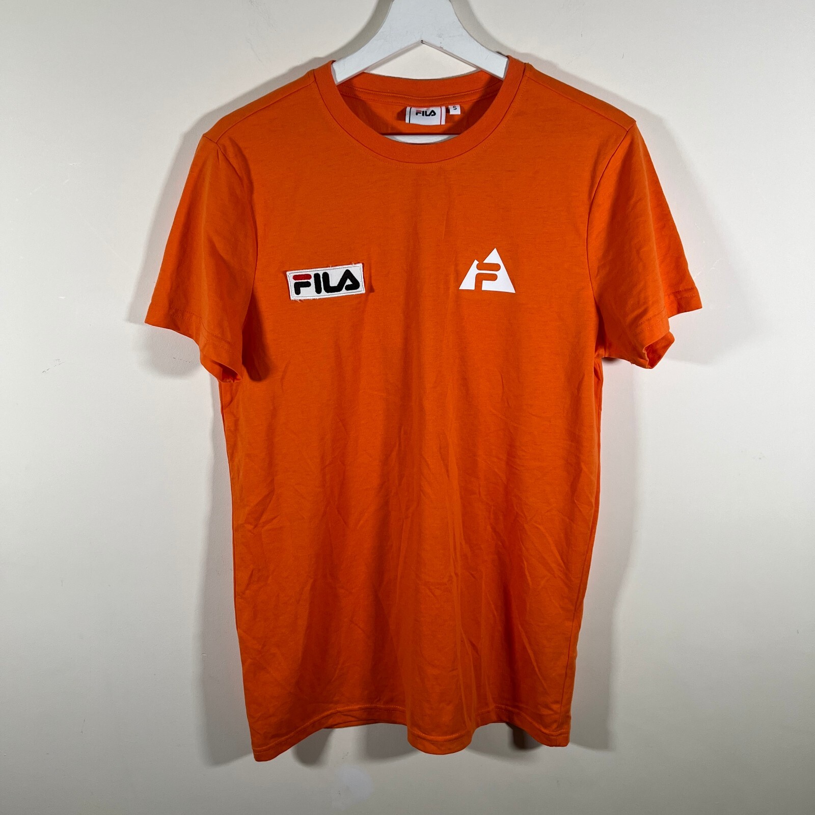 FILA Mens Tshirt Tee Slort Sleeve Logo Orange S Small