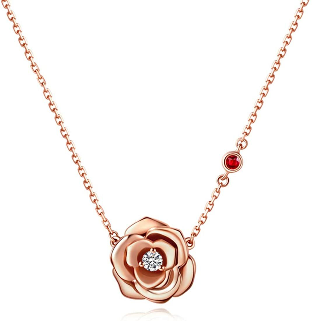 18k Rose Gold Plated CZ Stone Flower Pendant Necklace 18k Rose Gold Plated CZ Stone Flower Pendant Necklace