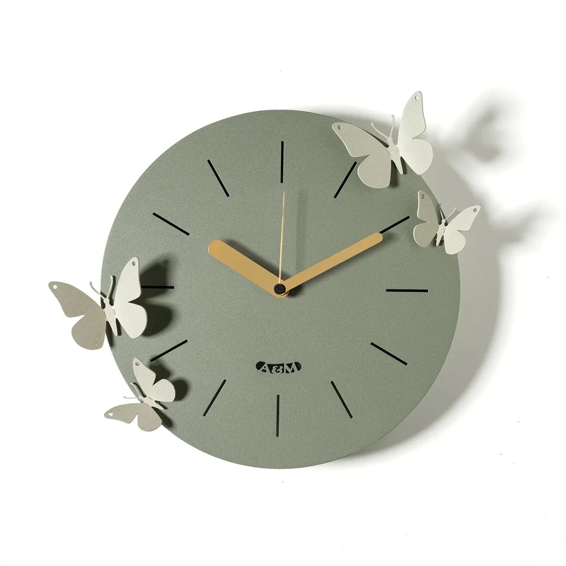 Orologio da Parete con Farfalle ARTI E MESTIERI Battito d'Ali Verde 30 cm NUOVO
