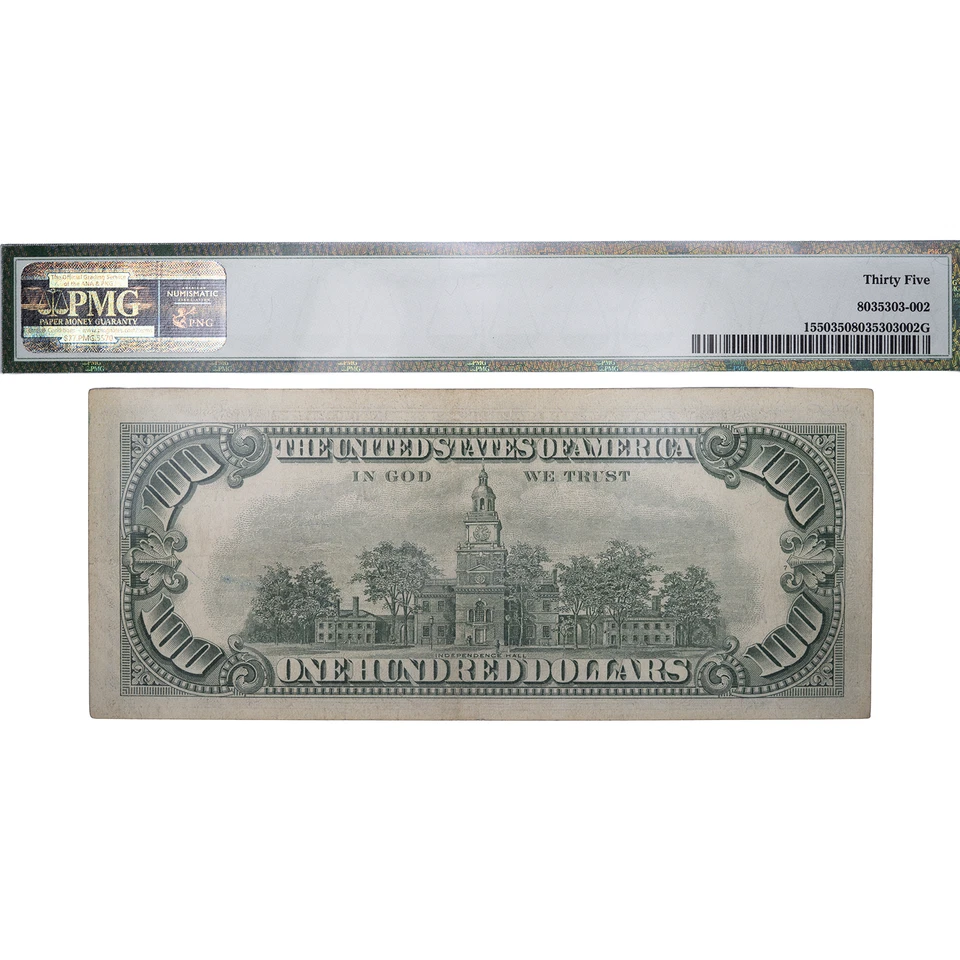 1966 $100 One Hundred Dollar Note - Red Seal ~ PMG 35 Choice Very Fine - Image 2 of 2