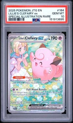 2025 POKEMON JTG EN-JOURNEY TOGETHER #184 LILLIE'S CLEFAIRY EX PSA 10