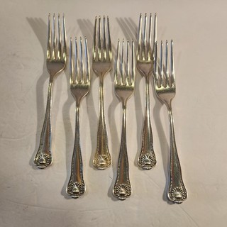 Sterling Silver Frank W Smith Newport Shell 7 1/2" Forks Lot of 6 440 grams