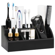 Luxspire Bathroom Counter Organizer, Toothbrush Holder 5 Slots, Matte Black