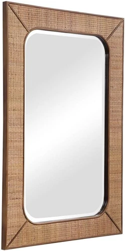Elegant 28" X 42" Tahiti Warm Maple Satin Wall Mirror for Stylish Home Decor - Picture 3 of 5