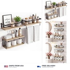 Fixwal Bathroom Shelves Over Toilet, Floating Shelves Wall Mounted with Metal...