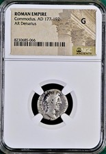 Emperor Commodus Silver Denarius NGC Graded Genuine Ancient Roman Coin 177-192AD