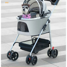 3-in-1 Pet Stroller Foldable Dog Carrier for Medium Dogs Cat Travel Car Seat Blu