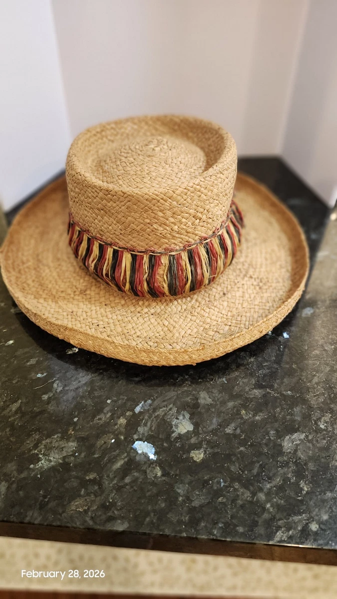 Straw Fedora/Trilby Vintage Hats for Women 7 1/8 Size for  display picture 1