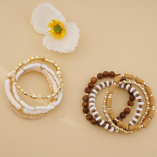 Boho Heishi Clay Bead Bracelet Set Stackable Stretch Surfer Women Jewelry
