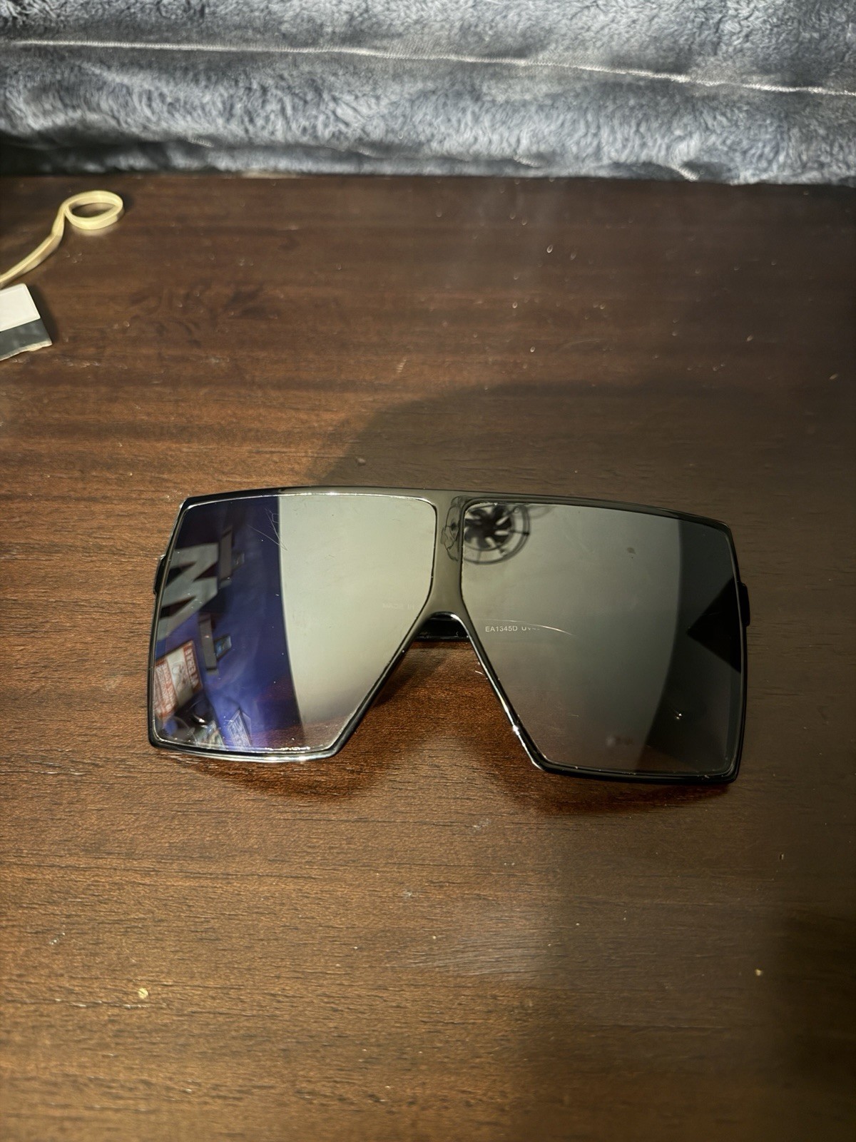 Black Squared Rectangular oversized vintage sungl… - image 1