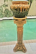 Antique English Victorian Majolica Jardiniere & Pedestal c.1800's