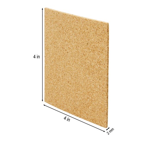 Blisstime 30 Pieces Self-Adhesive Cork Sheets 4"x 4" for DIY Coasters, Brown - Picture 2 of 7