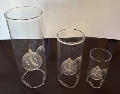 Lot of 3 Wolfard Glass Blowing Company ~ 12  and 9  and 6  for Oil Burning