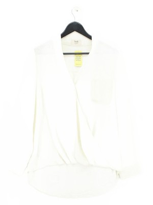 Hush Damen Bluse UK 12 Creme 100% Polyester Langarm V-Ausschnitt Basic
