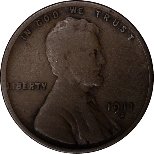 1911-S 1c Lincoln Wheat Cent ~ Good
