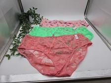 3pr NWT Ashley Stewart Plus Panties Sz 34/36 6X Lace Pink Lime Butterflies 012