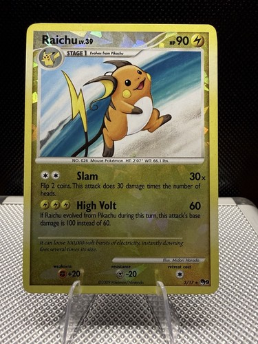 Raichu 3/17 Rare Cracked Ice POP Series 9 Pokemon Reverse Holo Lightly Played