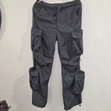 Y2K pair of grey women's cargo parachulte Pant. With Flap Pockets. Size XS