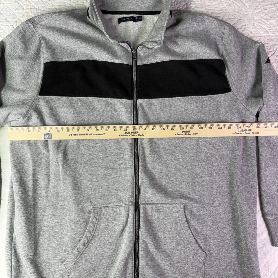 Nautica Jacket Mens 3XL Gray Black Full Zip Fleece Lined Colorblock Mock Neck - Image 4 of 4
