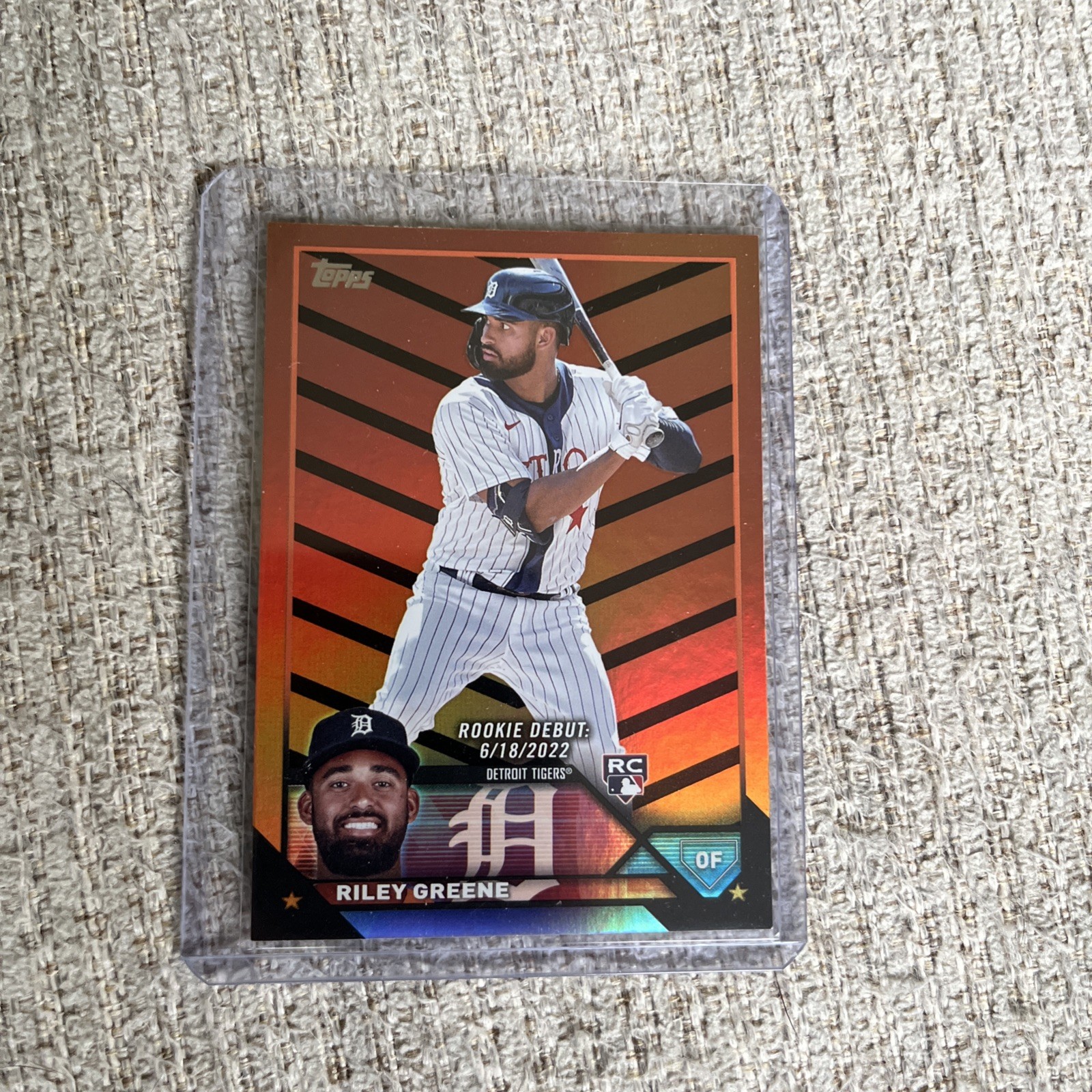 2023 Topps Update Riley Greene Rookie Debut Orange & Black Foil #US298 Tigers RC