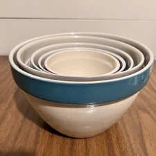 Over & Back Indoor Outfitters Pottery Nesting Mixing Bowls Set of 5 Striped