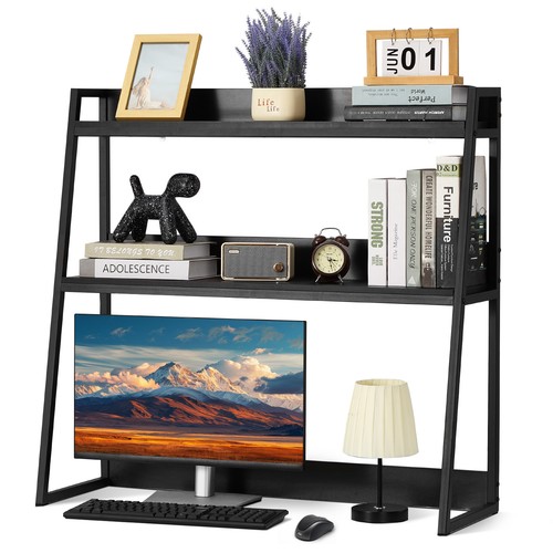 Desktop Bookshelf Desktop Storage Organizer 2-Tier for Office & Home Black - Picture 9 of 12
