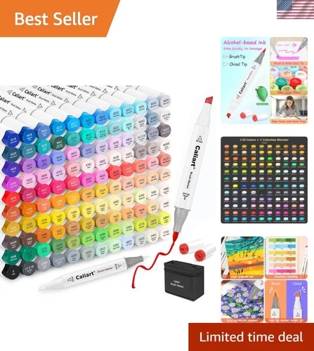 Alcohol Markers Brush Tip - 121 Colors Dual Tip Art Markers Set for Adult Col...