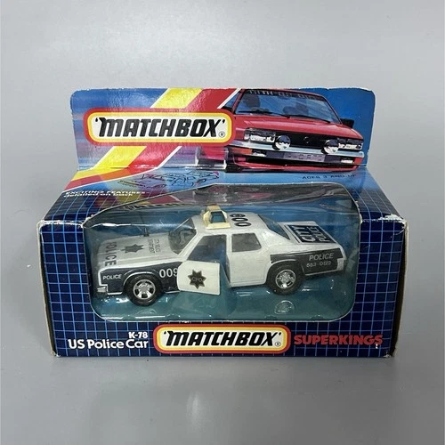 Vintage Matchbox Superkings K-78 US Police Car Diecast, Spring Suspension, NIB