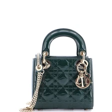 Christian Dior Lady Dior Chain Bag Cannage Quilt Patent Mini