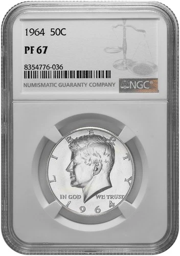 1964 50c Silver Proof Kennedy Half Dollar NGC Graded PF 67 with New Holder