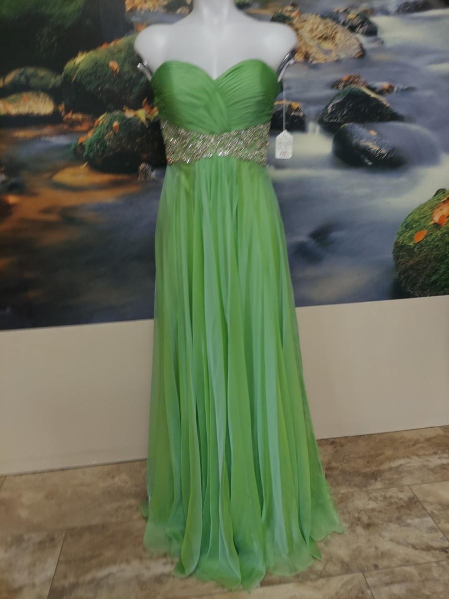 Tiffany Size5/6 Keylime Vcup Gemwiast Prom Dress Openback View 6