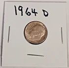 US Coins 1964 D Roosevelt Dime 90% Silver in acid free flipper display holder