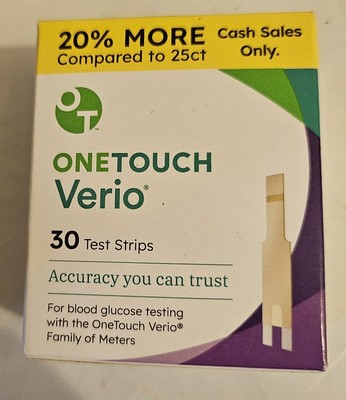 ONE TOUCH VERIO GLUCOSE TEST STRIPS SEALED-30 CT