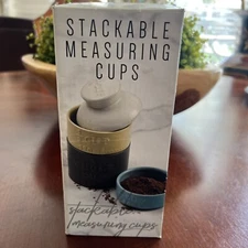 NIB Stackable Measuring Cups Matte Ceramic Set of 4, 1/4 1/3 1/2 and 1 Cup