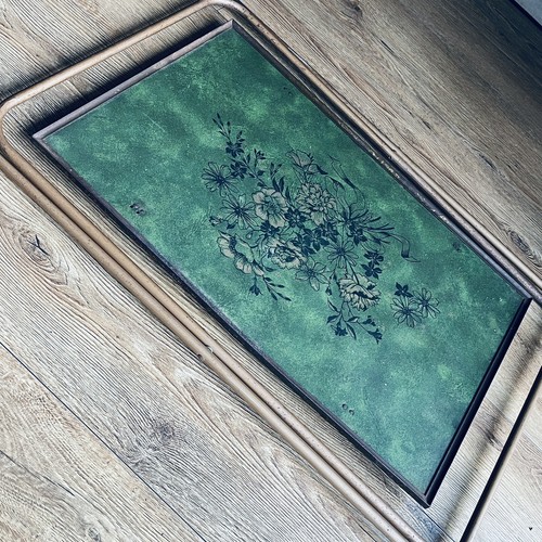 Vintage Lavada TV Tray With Stan Floral Design Avocado Green Portable Table Tray - Picture 3 of 20