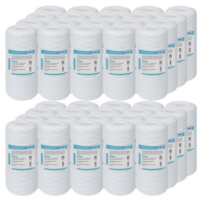 40 Pack 5/10 Micron 10''x4.5'' String Wound Whole House Well Water Sediment Filter