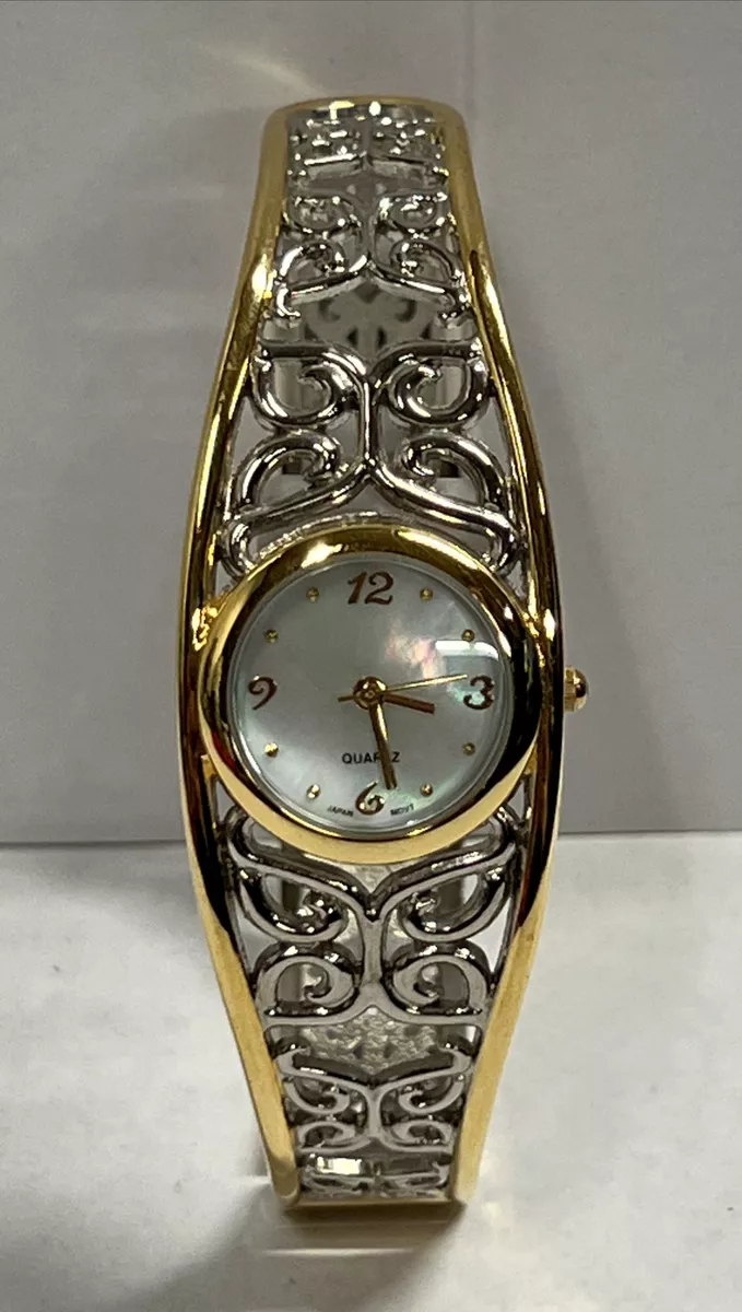 Two Tone Butterfly Filigree Bangle Watch