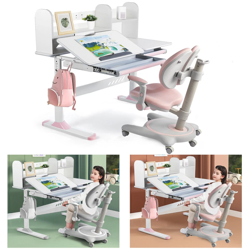 Übergroßer höhenverstellbarer Arbeitszimmer Schreibtisch Armlehne Stuhl für Kinder mit Bücherregal, Schublade