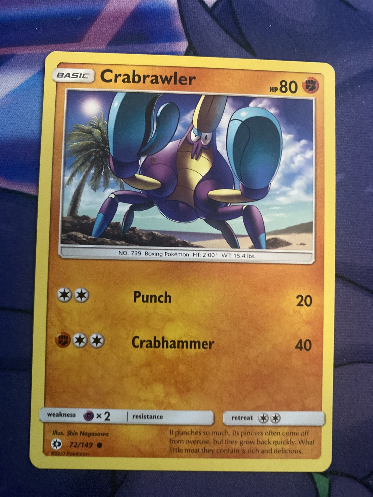 Pokemon TCG Sun and Moon Base Set LP Crabrawler 72/149