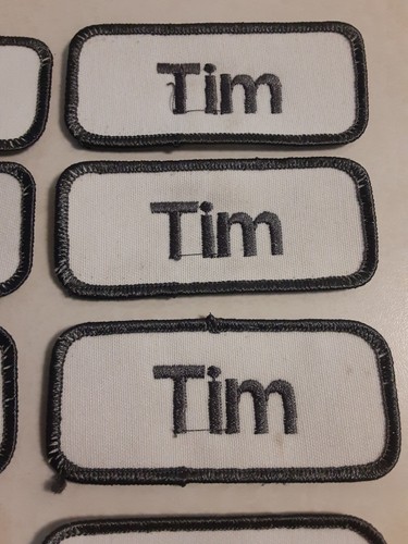 EMBROIDERED NAME PATCHES "TIM" SEW ON TAGS White/Gray/Blue Lot of 12 VINTAGE - Picture 3 of 6